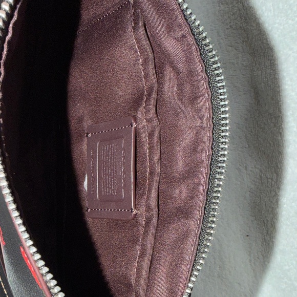 Coach Black Leather Shoulder Bag with Red Strawberry Print - Picture 5 of 5